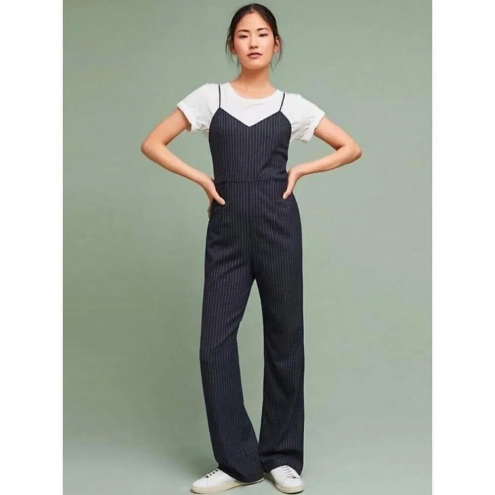 NWT Anthropologie The Essential Jumpsuit Pinstripe